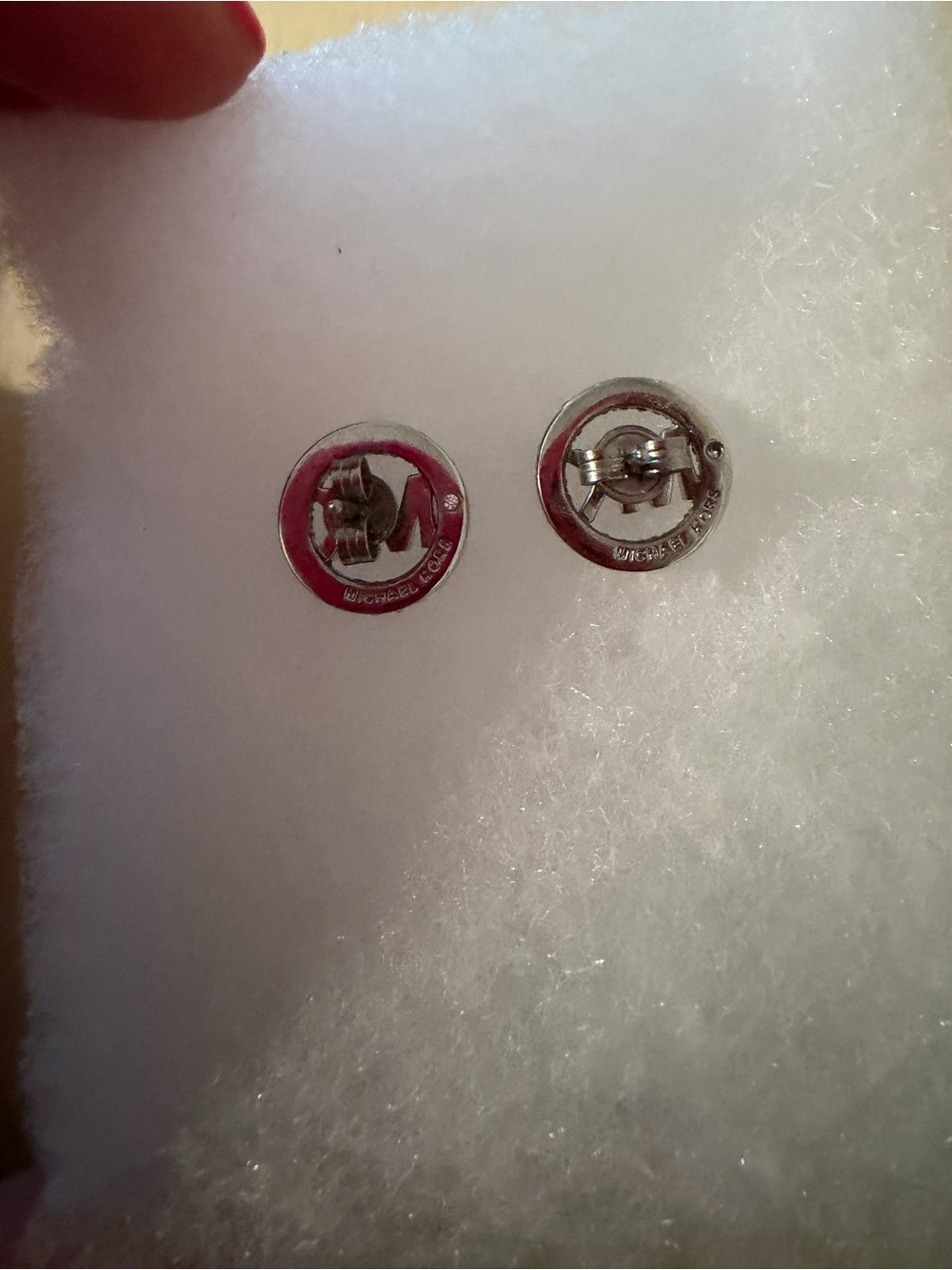 NWOB‼️Michael Kors Silver MK Logo Crystal Stud Earrings - Picture 3 of 3